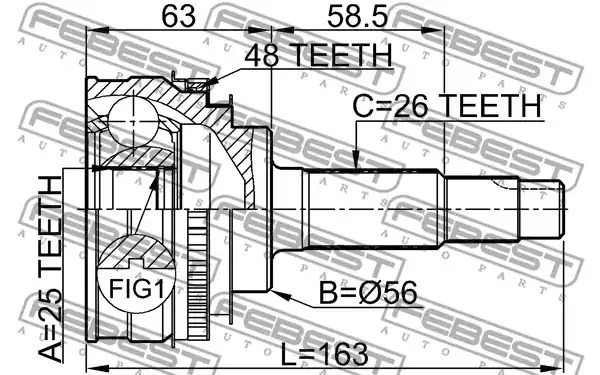 Шарнир FEBEST 0110-065A48