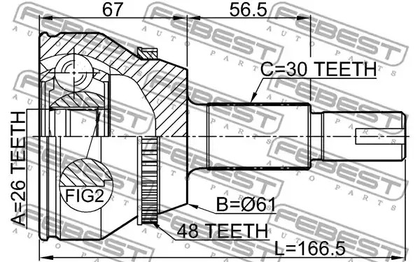 Шарнир FEBEST 0110-GGL15A48