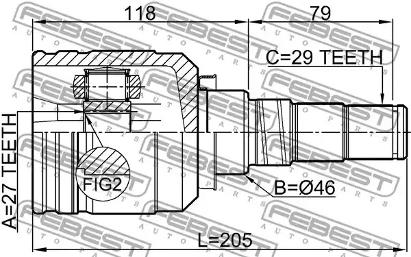 Шарнир FEBEST 0211-CA33LH