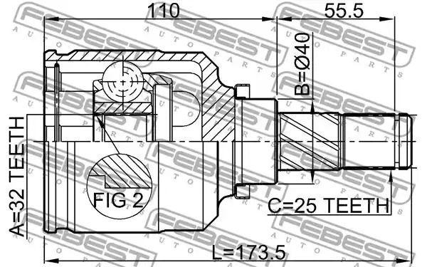 Шарнир FEBEST 0211-SR20LH