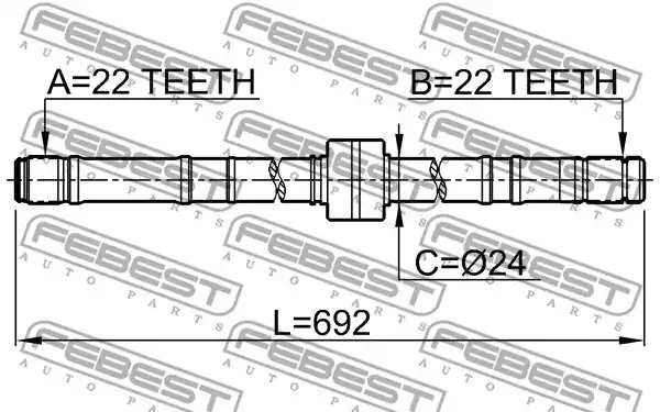 Вал FEBEST 0212-P10RH