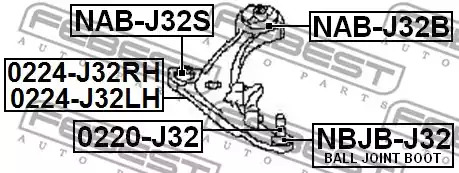 Рычаг независимой подвески колеса FEBEST 0224-J32RH