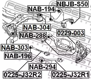 Рычаг независимой подвески колеса FEBEST 0225-J32R1