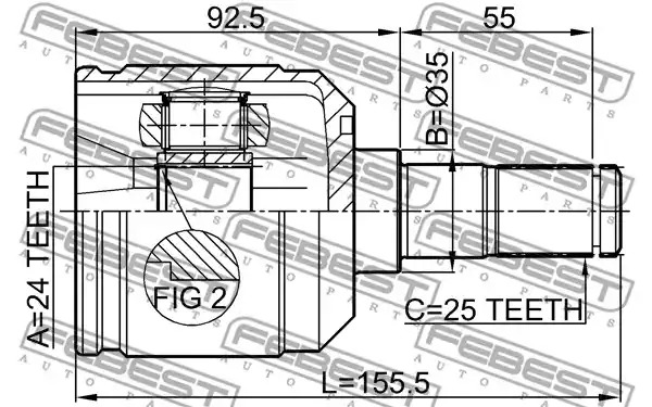 Шарнир FEBEST 0411-E55