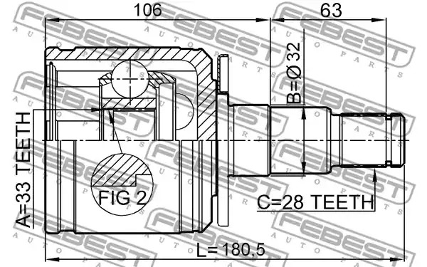 Шарнир FEBEST 0411-KB4LH