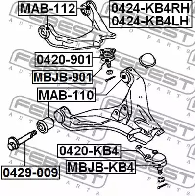 Рычаг независимой подвески колеса FEBEST 0424-KB4LH