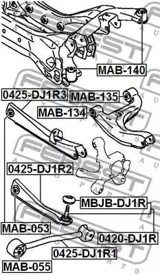 Рычаг независимой подвески колеса FEBEST 0425-DJ1R2