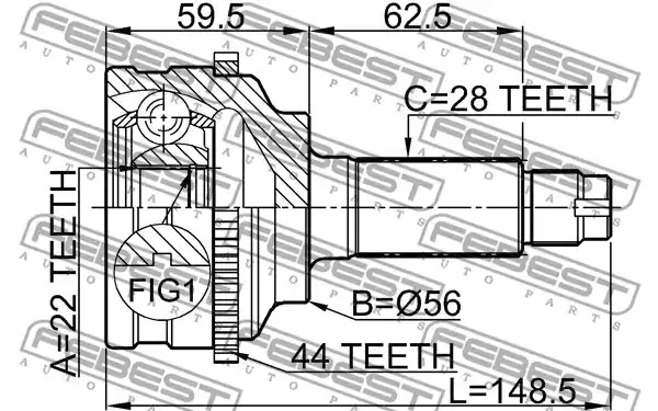 Шарнир FEBEST 0510-038A44