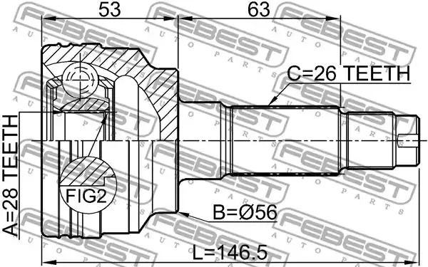 Шарнир FEBEST 0510-323BJ