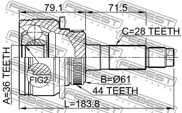 Шарнир FEBEST 0510-BT50A44