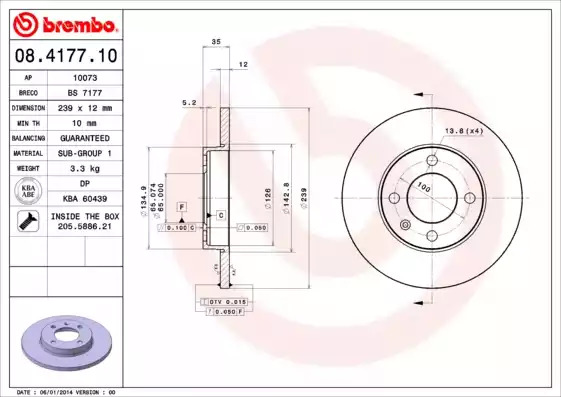 Тормозной диск BREMBO 08.4177.10