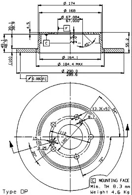 Тормозной диск BREMBO 08.7211.76