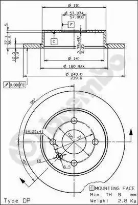 Тормозной диск BREMBO 08.7626.75