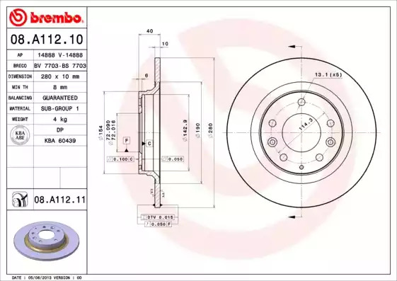 Тормозной диск BREMBO 08.A112.11