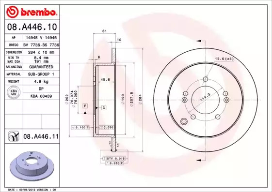 Тормозной диск BREMBO 08.A446.10