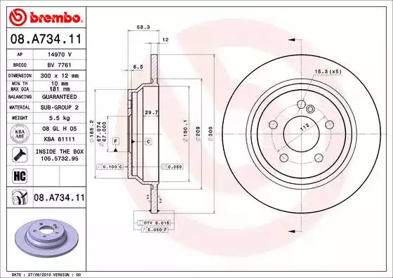 Тормозной диск BREMBO 08.A734.11