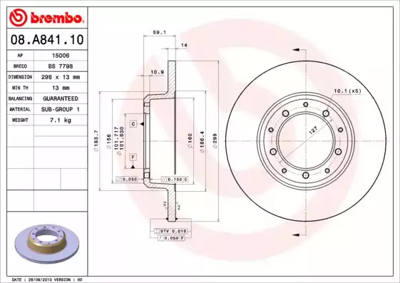 Тормозной диск BREMBO 08.A841.10