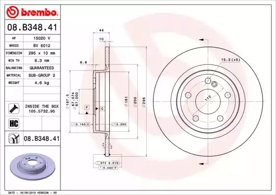 Тормозной диск BREMBO 08.B348.41
