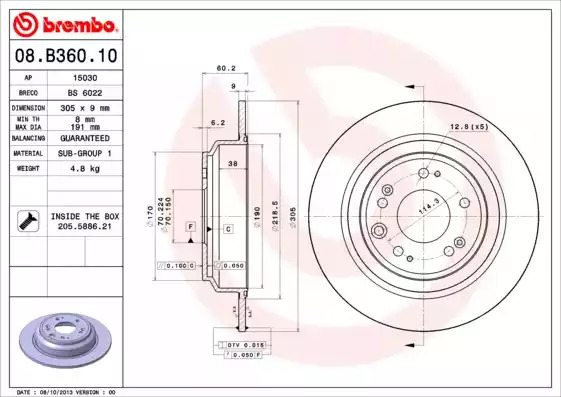 Тормозной диск BREMBO 08.B360.10