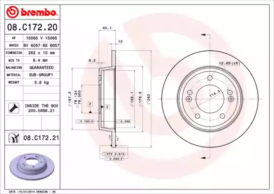 Тормозной диск BREMBO 08.C172.21