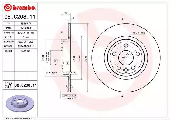Тормозной диск BREMBO 08.C208.11