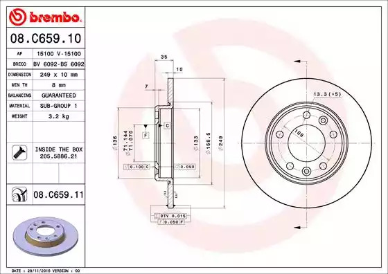 Тормозной диск BREMBO 08.C659.11