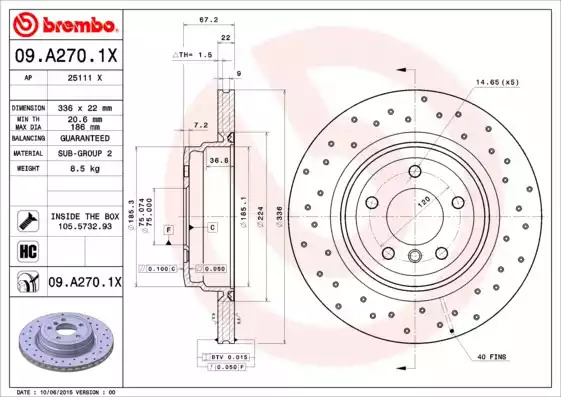 Тормозной диск BREMBO 09.A270.1X