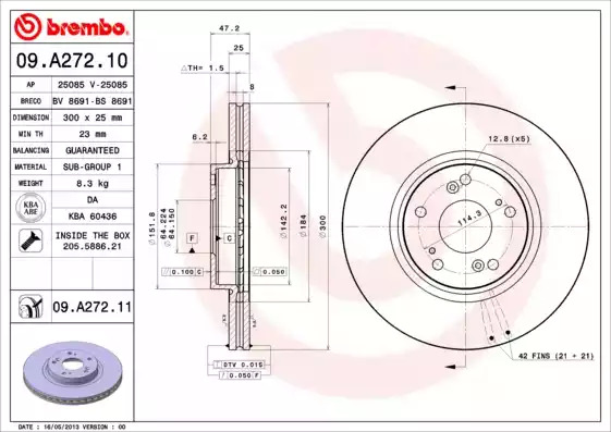 Тормозной диск BREMBO 09.A272.11