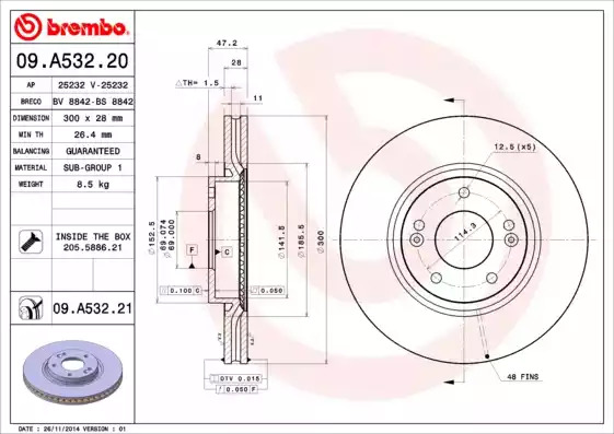 Тормозной диск BREMBO 09.A532.20