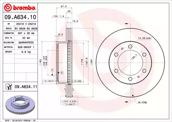 Тормозной диск BREMBO 09.A634.11