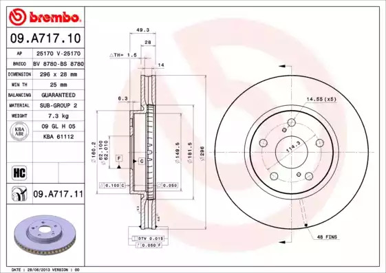 Тормозной диск BREMBO 09.A717.11