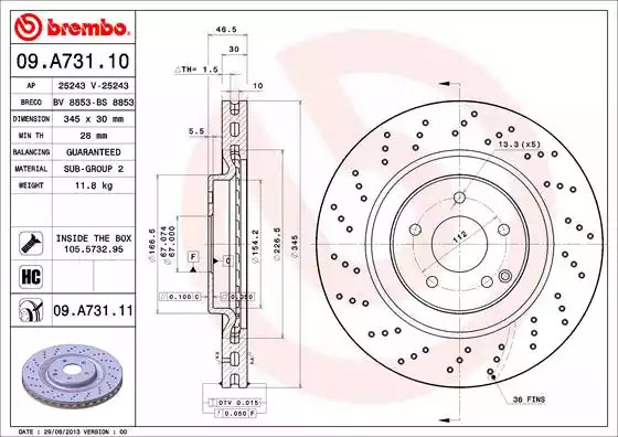 Тормозной диск BREMBO 09.A731.11