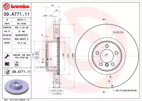Тормозной диск BREMBO 09.A771.11