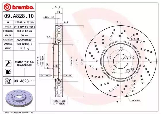 Тормозной диск BREMBO 09.A828.11