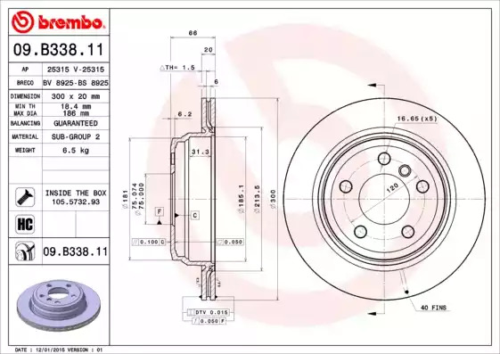 Тормозной диск BREMBO 09.B338.11