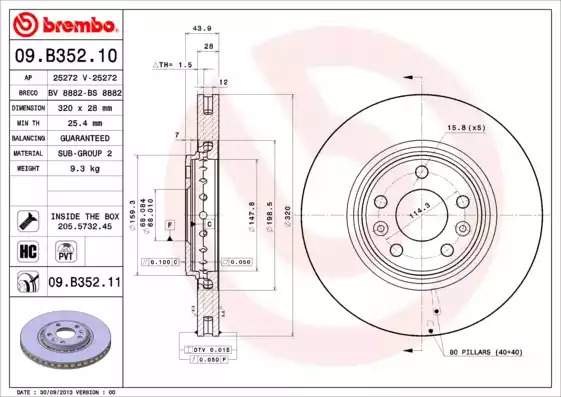 Тормозной диск BREMBO 09.B352.11