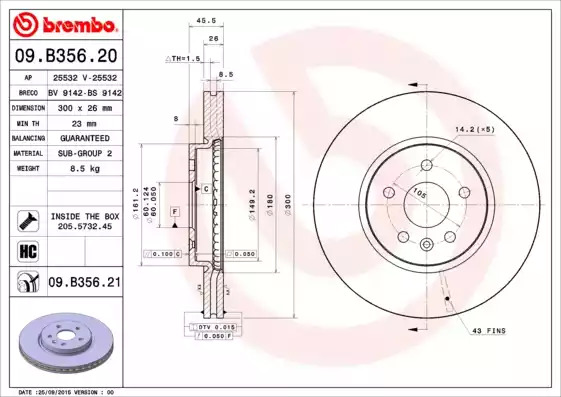 Тормозной диск BREMBO 09.B356.21