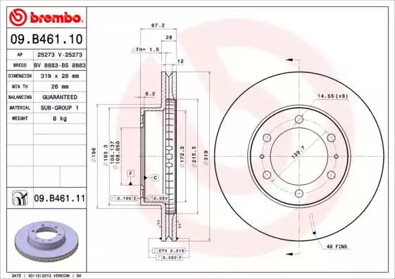 Тормозной диск BREMBO 09.B461.11