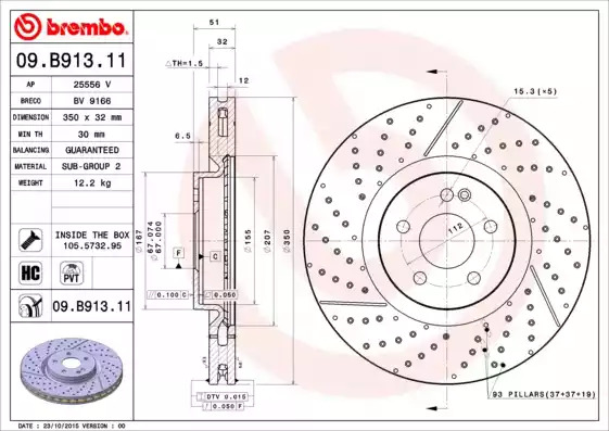 Тормозной диск BREMBO 09.B913.11