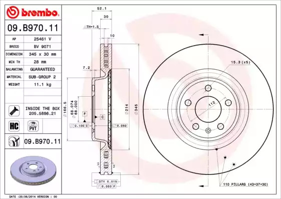 Тормозной диск BREMBO 09.B970.11