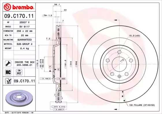 Тормозной диск BREMBO 09.C170.11