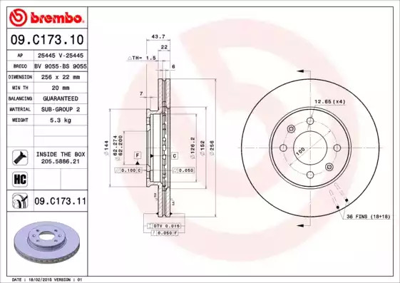 Тормозной диск BREMBO 09.C173.11