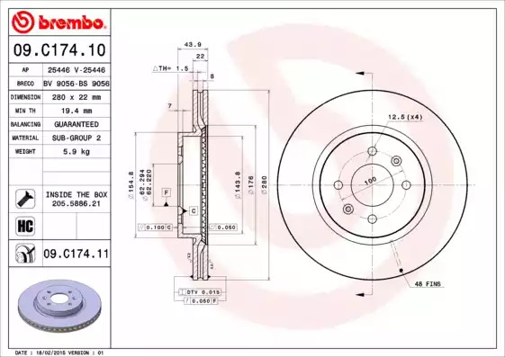 Тормозной диск BREMBO 09.C174.11