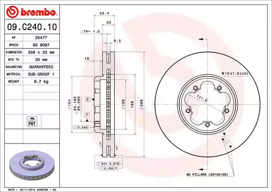 Тормозной диск BREMBO 09.C240.10