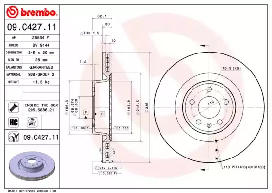 Тормозной диск BREMBO 09.C427.11