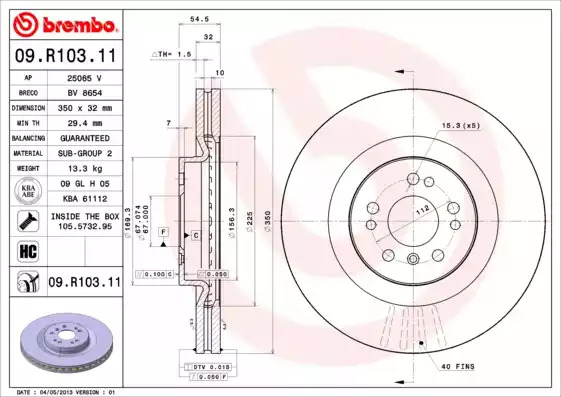 Тормозной диск BREMBO 09.R103.11