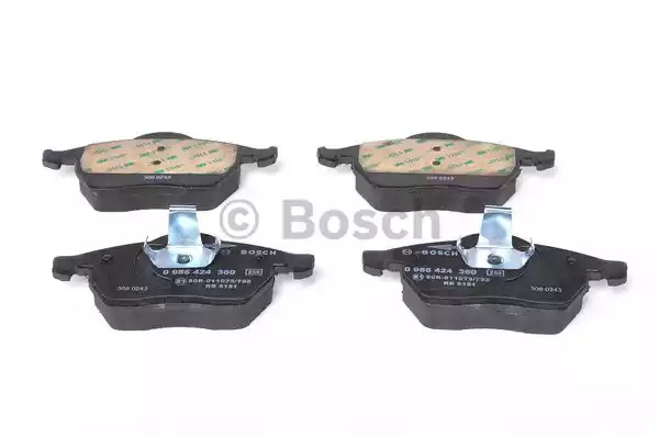 Комплект тормозных колодок BOSCH 0 986 424 360 (BP171, E1 90R - 011075/795, 21 829, 7605D736; 7605D800; 7711D840)