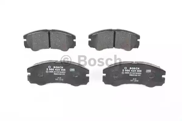 Комплект тормозных колодок BOSCH 0 986 424 366 (BP177, E1 90R - 011076/852, 21 847, 7459D579; 7585D579)