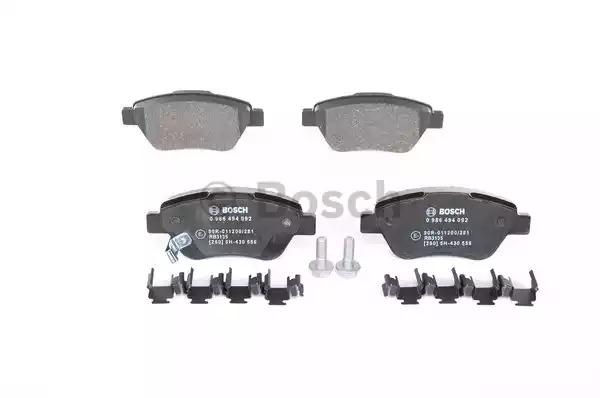 Комплект тормозных колодок BOSCH 0 986 494 092 (BP1002, E1 90R-011200/281, 23705)