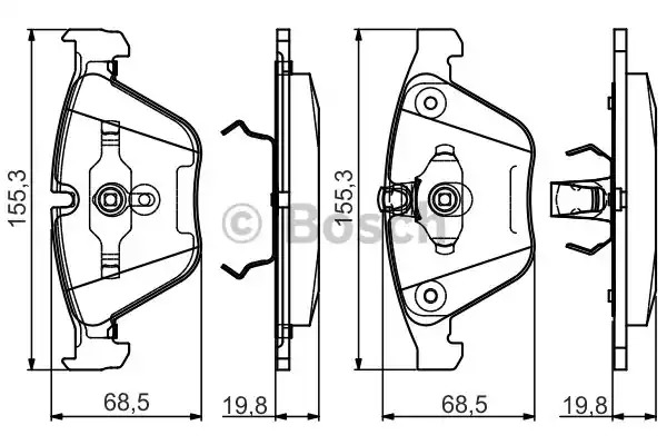 Комплект тормозных колодок BOSCH 0 986 495 082 (BP1510, E9 90R-02A1080/3447 Ext I, 23312)